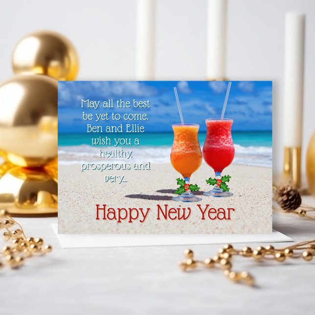 Strandgetränke Frohes Neujahrsgrüße Karten (Von Creator hochgeladen)