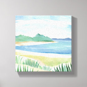 Strandgras Bucht Aquarell Ozean Küstenmeer Leinwanddruck