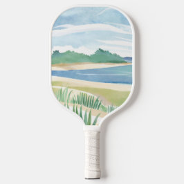 Strandgrasbucht | Wasserfarbe Ozean Küstenmeer Pickleball Schläger