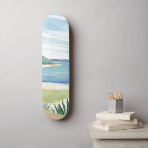 Strandgrasbucht Wasserfarbe Ozean Küstenmeer Skateboard
