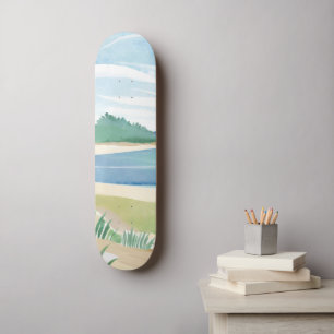 Strandgrasbucht Wasserfarbe Ozean Küstenmeer Skateboard