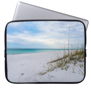 Strandhafer und weißer Sandstrand Morgen Laptop-Hü Laptopschutzhülle