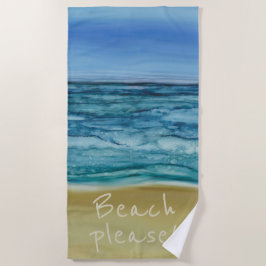 Strandhandgemälde "Beach Bitte" Badetuch