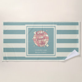Strandhandtuch aquamarin beige personalisierbarer