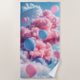 Strandhandtuch Geburtstag Pink Blue Balloons Sky