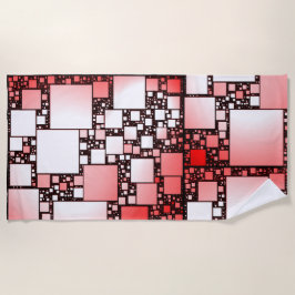 Strandhandtuch mit weißem und rotem Quadrat