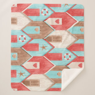 Strandhaus Aquarell: Retromuster. Sherpadecke