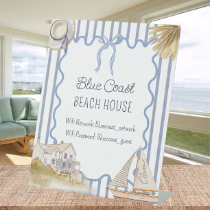 Strandhaus Blau Coastal Chic Gästebuch Sockelschild
