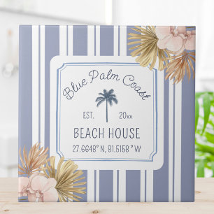 Strandhaus Blau gestreift Küsten Boho Bauernhaus Fliese