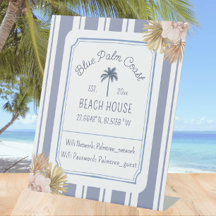 Strandhaus Blau Streifen Küsten Boho Bauernhaus Wi Sockelschild