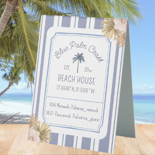 Strandhaus Blau Streifen Küsten Boho Bauernhaus Wi Tischaufsteller