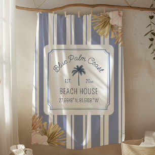 Strandhaus Blaue Streifen Küsten Boho Bauernhaus Fleecedecke