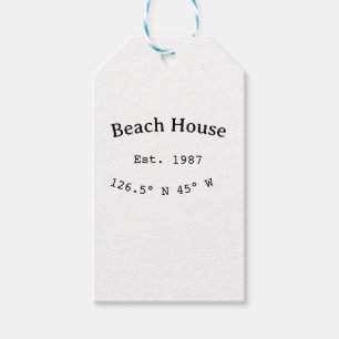 Strandhaus. Datum Jahr benutzerdefinierte Koordina Geschenkanhänger