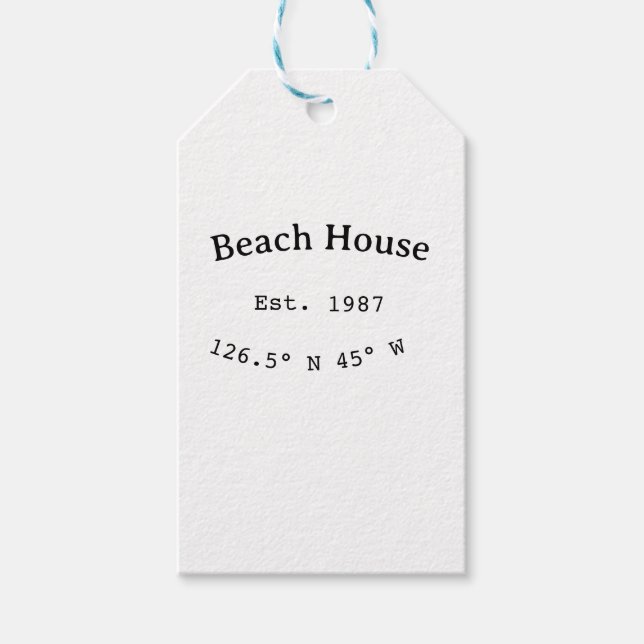 Strandhaus. Datum Jahr benutzerdefinierte Koordina Geschenkanhänger (Vorderseite)