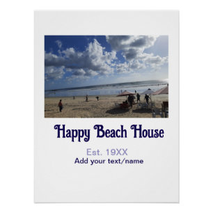 Strandhaus est. Jahr hinzufügen Foto Breitengrad L Poster