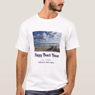 Strandhaus est. Jahr hinzufügen Foto Breitengrad L T-Shirt