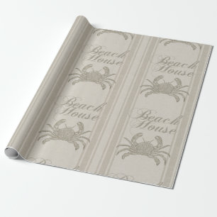 Strandhaus Krabbe Küste Küsten Vintage Geschenkpapier