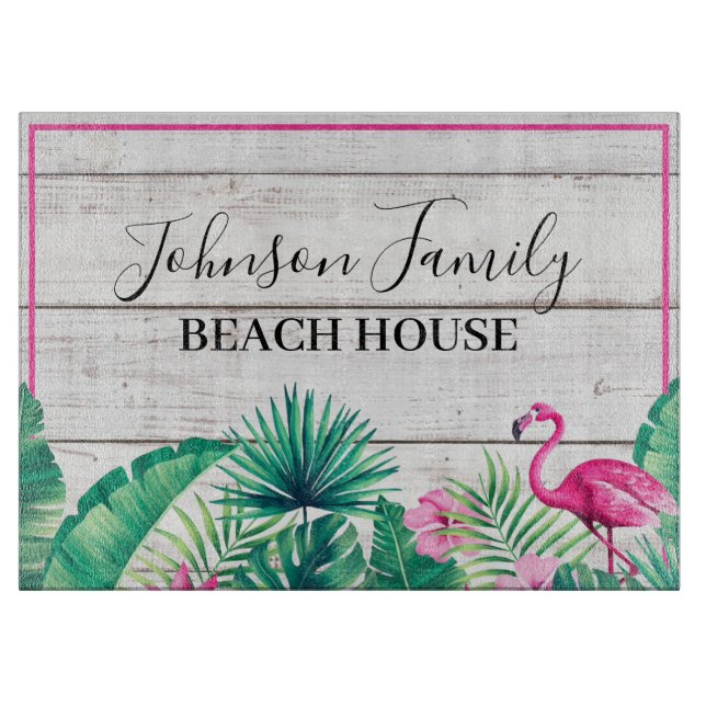 Strandhaus mit dem Namen tropischer Flora Schneidebrett (Vorderseite)