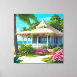 Strandhaus mit Meerblick Leinwanddruck