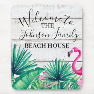Strandhaus mit Namen für tropische Flora Willkomme Mousepad