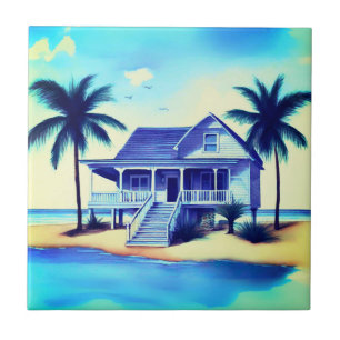 Strandhaus mit Palmen Fliese