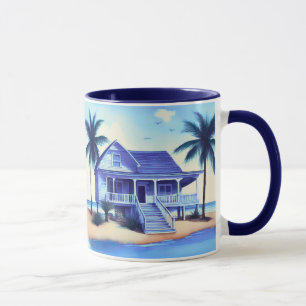 Strandhaus mit Palmen Tasse