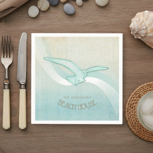 Strandhaus Nautical Möwe Aqua Blau ID623 Serviette