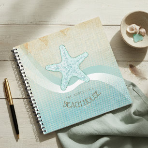 Strandhaus Nautical Seestern Aqua Blau ID623 Notizbuch