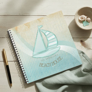 Strandhaus Nautical Segelboot Aqua Blau ID623 Notizbuch