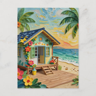 Strandhaus Ozeanisch In Kontakt bleiben Postkarte