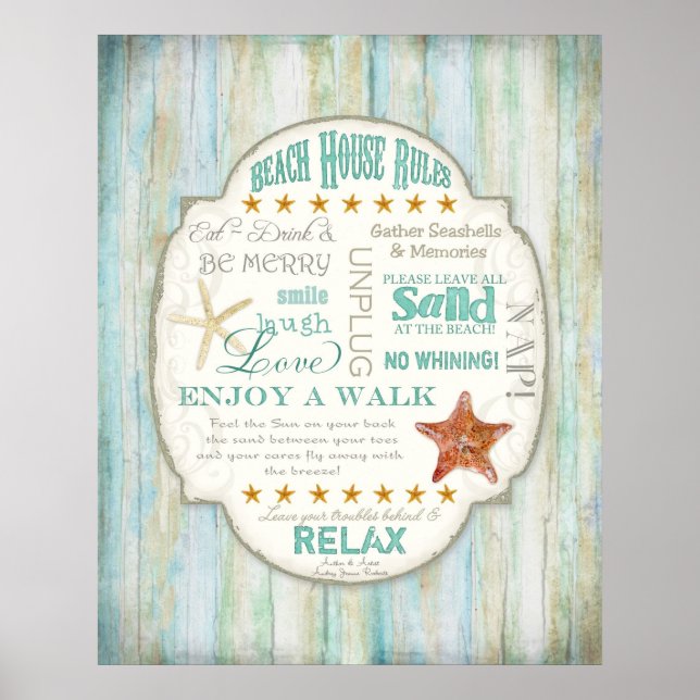 Strandhaus Regeln Strandbad Hütte Wohngestaltung A Poster (Vorne)