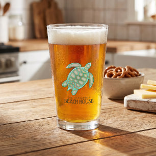 Strandhaus-Schildkröte Aqua Blau ID623 Glas