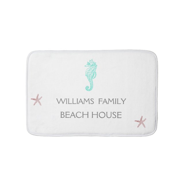STRANDHAUS SEEPFERD UND STARFISH / MONOGRAM BADEMATTE (Vorderseite)
