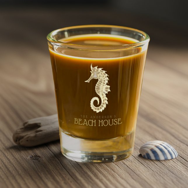 Strandhaus-Seepferdchen Gold ID623 Schnapsglas (Von Creator hochgeladen)