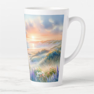 Strandhaus-Sonnenuntergang-Dünen Aquarell Milchtasse