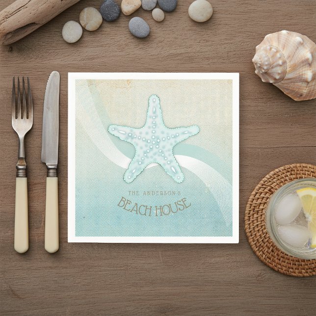 Strandhaus Starfish Aqua Blue ID623 Serviette (Von Creator hochgeladen)