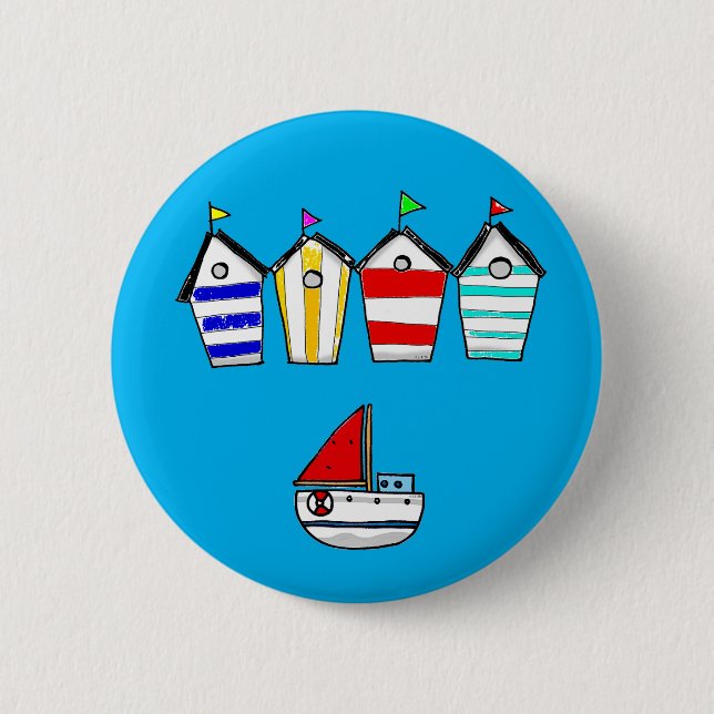 Strandhaus und Meerboot Button (Vorderseite)