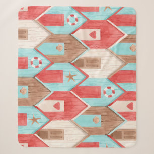 Strandhaus-Wasserfarbe: Retro-Muster. Sherpadecke
