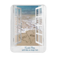 Strandherzen im Fenster mit Names Magnet