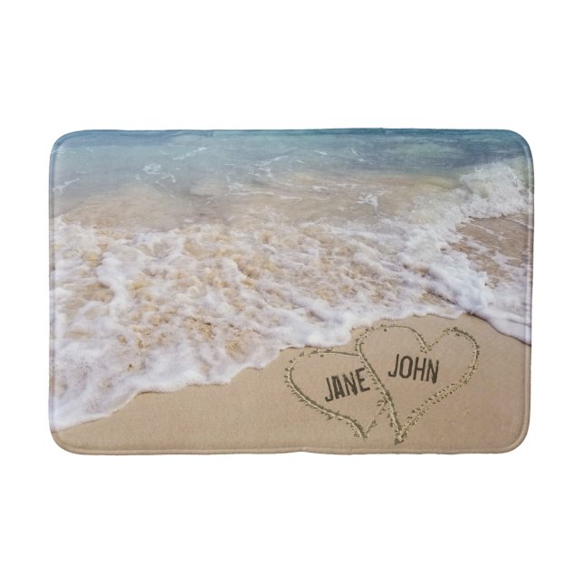 Strandherzen mit Namen Badematte (Vorderseite)