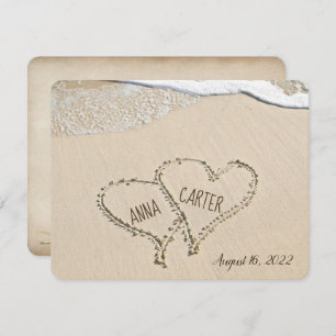 Strandherzen mit Sand und Surfen Einladung