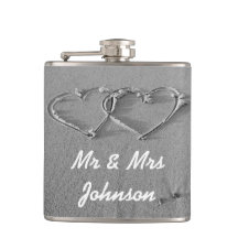 Strandherzen Mr. and Mrs. wedding Drink Flasche