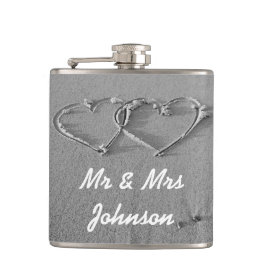 Strandherzen Mr. and Mrs. wedding Drink Flasche Flachmann