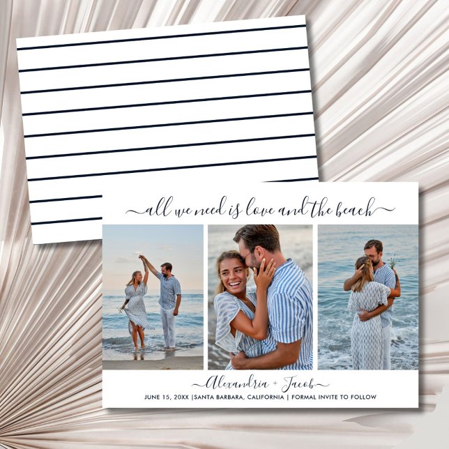 Strandhochzeit 3 Foto Save the Date (Beach Wedding 3 Photo Save the Date)
