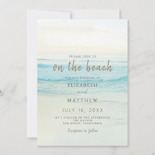 Strandhochzeit bei Sonnenuntergang Hochzeit am O Einladung