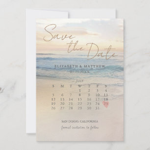 Strandhochzeit bei Sonnenuntergang Save The Date