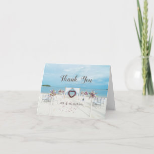 Strandhochzeit, Blumengitterbogen Dankeskarte