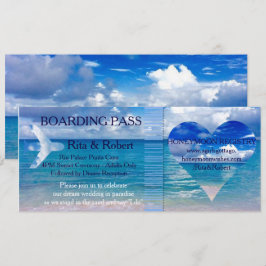Strandhochzeit| Boarding Pass Ticket Zielort Einladung
