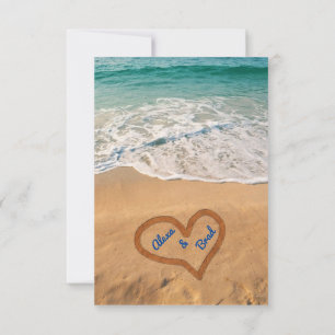 Strandhochzeit-Einladung RSVP Namen im Sand Einladung