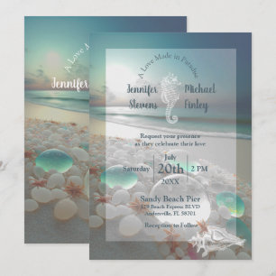 Strandhochzeit Elegant Meer Glas Hochzeit Einladung